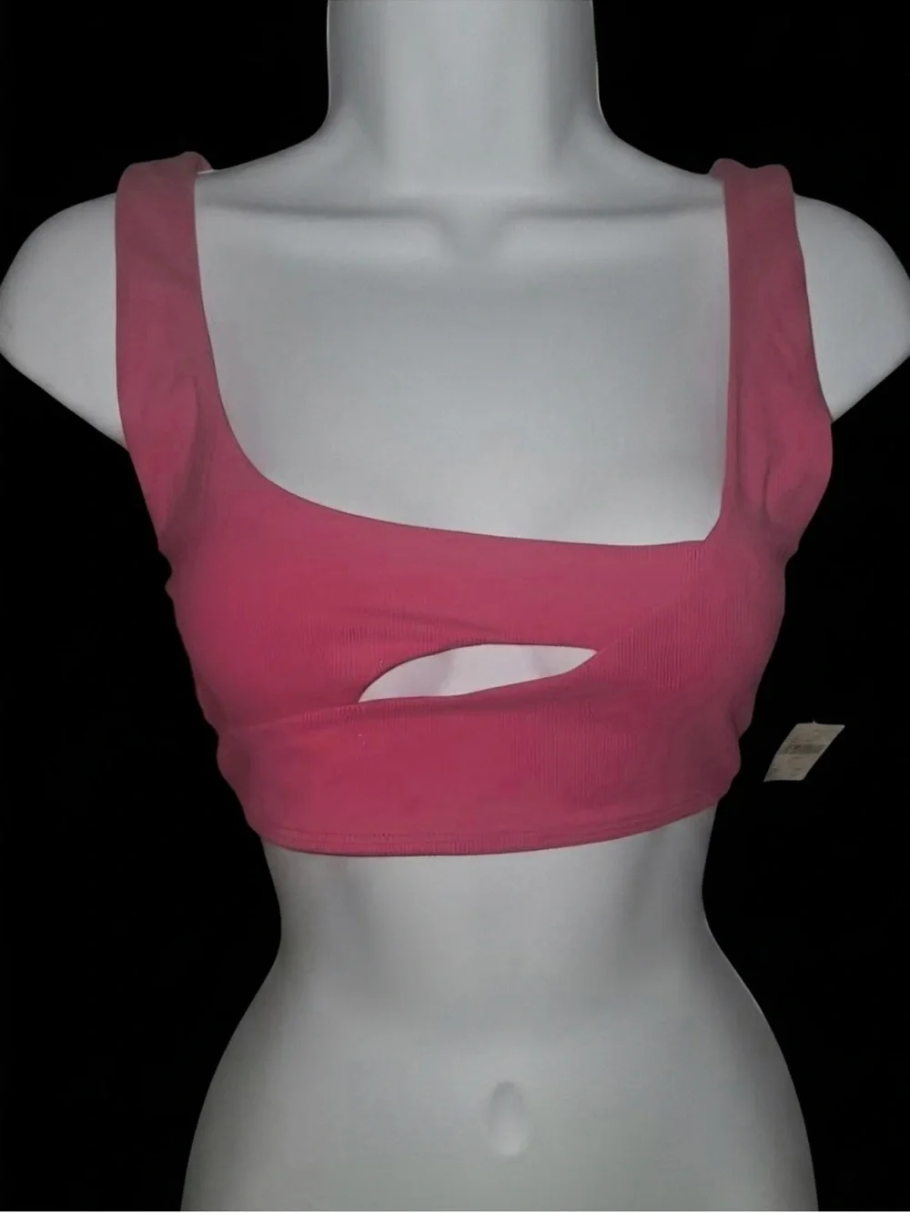 Lyrebird Cotton Cloud Asymmetrical Cutout Bralette in Hot Pink Size Large